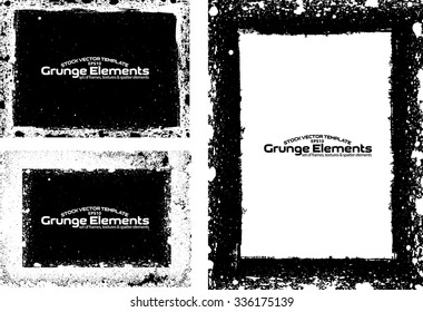 Grunge frame texture set - Abstract design template. Isolated stock vector set - easy to use
