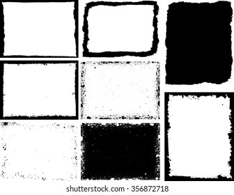 Grunge frame texture set - Abstract design template. Isolated stock vector set - easy to use
