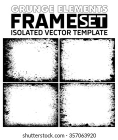 Grunge frame texture set - Abstract design template. Isolated stock vector set - easy to use
