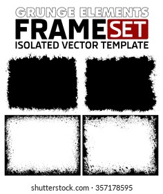 Grunge frame texture set - Abstract design template. Isolated stock vector set - easy to use
