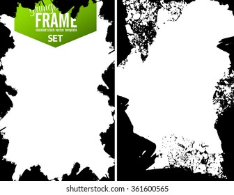 Grunge frame texture set - Abstract design template. Isolated stock vector set - easy to use
