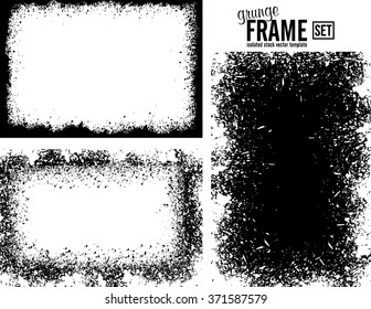 Grunge frame texture set - Abstract design template. Isolated stock vector set 