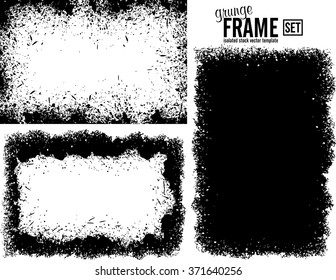 Grunge frame texture set - Abstract design template. Isolated stock vector set 