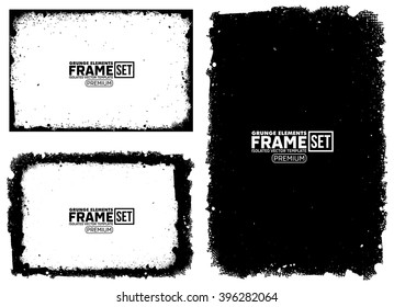 Grunge frame texture set - Abstract design template. Isolated stock vector illustration
