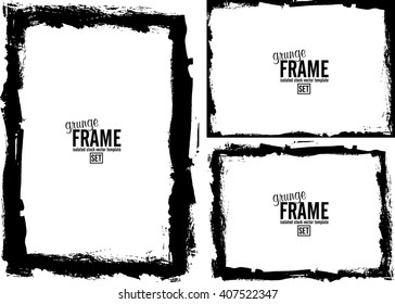 Grunge frame texture set - Abstract design template. Isolated stock vector illustration
