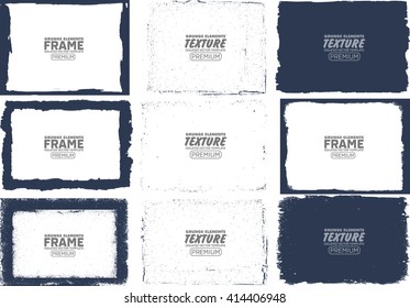 Grunge frame texture set - Abstract design template. Isolated stock vector illustration
