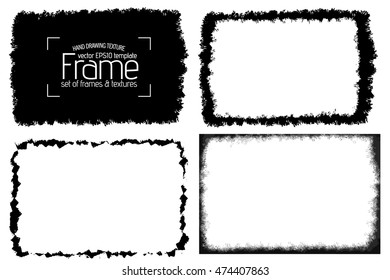 Grunge frame texture set - Abstract design template. Isolated stock vector illustration
