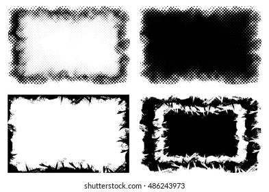 Grunge frame texture set - Abstract design template. Isolated stock vector illustration
