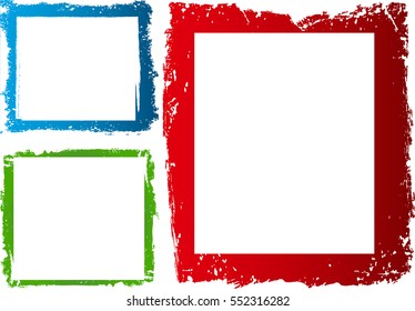 Grunge frame texture set - Abstract design template. Isolated stock vector illustration
