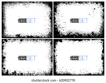 Grunge frame texture set - Abstract design template. Isolated stock vector illustration

