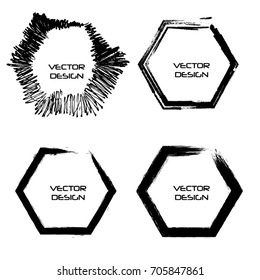 Grunge frame texture set vector design polygon