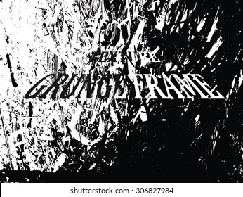 Grunge frame texture vector template wood with natural pattern black and white