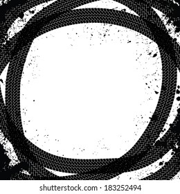 Grunge frame with trace of auto tires and mud splashes