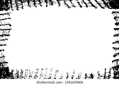 Grunge frame uneven string bag. Overlay template. Vector illustration