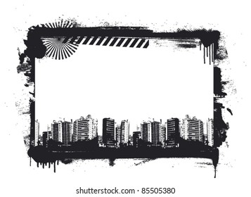 grunge frame with urban background