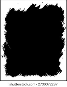 Grunge frame vector. Abstract Background with Black Paint Border. Black and White Abstract Decorative Photo Frame. Type Text Inside, Use as Overlay or for Layer Mask.