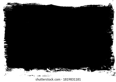 Grunge frame vector, grunge border damage frame background.Grungy stroke texture abstract old black ink on white template, vector illustration
