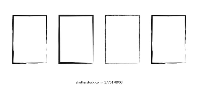 Grunge frame. Vector isolated mockup border templates.  Vector black paint. Abstract graphic design. Grunge frame set. Stock vector. EPS 10