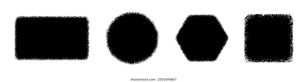 Grunge frame vector set. Halftone brush frames collection.