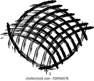 Grunge frame vector template black and white of curves handmade