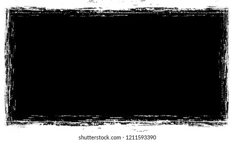 Grunge Frame of Watercolor Dry Brush Strokes and Stripes. Distressed Grungy Border Design. Frame with Dirty Cracked Wall Texture. Plaster, Ink Paint Print Design Shape.