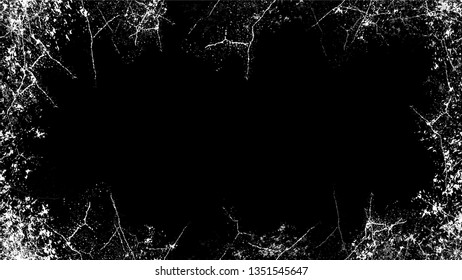 Grunge Frame of Watercolor Dry Brush Strokes and Stripes. Rough Grungy Border Design. Frame with Dirty Cracked Wall Texture. Noise Fashion Print Design Shape.