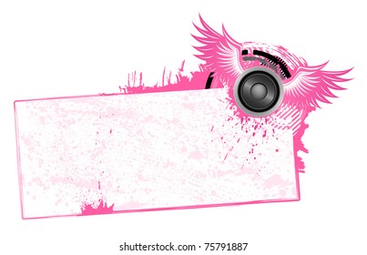 Grunge frame with wings and copy space