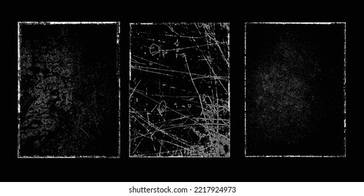 Grunge framed vector background texture .Transparent textured frames with dust, crack,scratch, dirty ,distress, grain effects. Overlay textures set with grange Effect .Rough grungy texture collection.