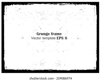 Grunge frame.Distress frame.Black and white grunge background.Abstract vector template.