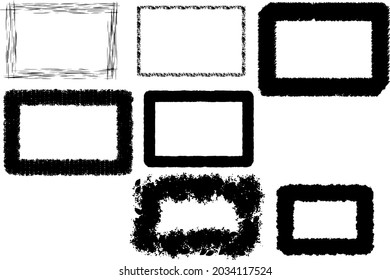 Grunge frame.Grunge background.Abstract vector template.Vector illustration. Set of frames in grunge style. Dirty frame with a splash of black paint. Transparent background. Design elements for banner