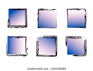 Grunge frames. Abstract square Frame Set. Geometric shapes for your design. Abstract artistic design elements, frames for text. Form concept for design. Colorful bright Frames. Vector Frames.