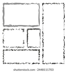 Grunge frames collection. Textured borders. Artistic squares. Vector illustration. EPS 10.