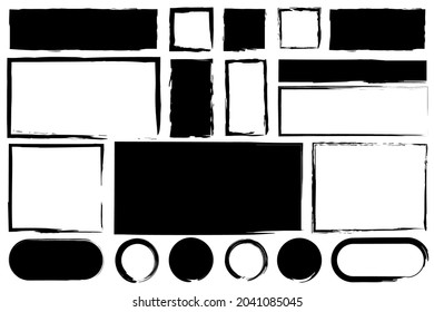 A lot of grunge frames. Decor art. Sketch drawing. Paint splash. Abstract style. Vector illustration. Stock image. 