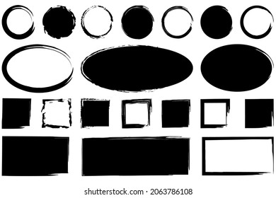 Grunge frames icon. Empty and filled sign. Geometry figures collection. Abstract art. Vector illustration. Stock image. 