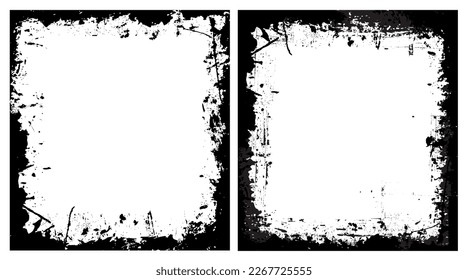 Grunge frames set. Abstract old dirty vector backgrounds.