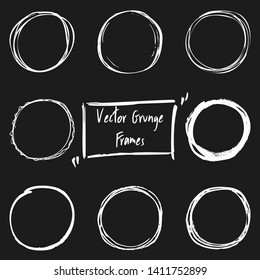 Grunge Frames for Text, Scratch Hand Drawn Vector Elements for Design. Empty Ink Borders Set. Hand Made Scribble Textures.
