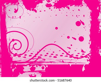 Grunge a framework with drops of ink in pink colour