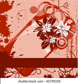 Grunge framework with flowers. Vector illustration