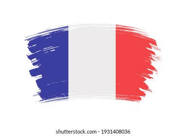 Grunge France flag.Brush stroke flag of France.