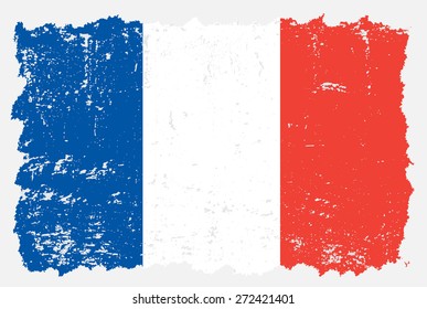 Grunge France flag.French flag with grunge texture.Vector template.