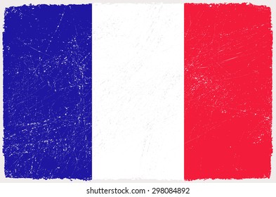 Grunge France flag.French flag with grunge texture.Vector template.