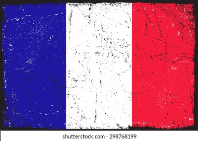 Grunge France flag.French flag with grunge texture.Vector template.