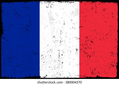 Grunge France flag.Vector flag of France.