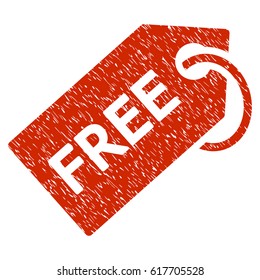 Grunge Free Tag icon with grunge design and unclean texture. Unclean vector red pictogram for rubber seal stamp imitations and watermarks. Draft emblem symbol.