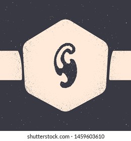 Grunge French curves icon isolated on grey background. Sewing equipment. Monochrome vintage drawing. Vector Illustration