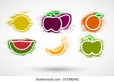 Grunge fruit icons