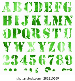 ganzes Grunge-Alphabet und Zahlen