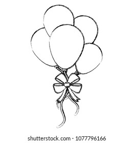 grunge fun balloons with ribbon bow decoration