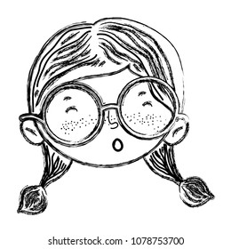 grunge funny child girl head with glasses