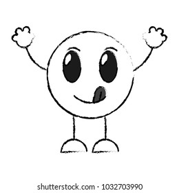 grunge funny emoji expression with arms and legs